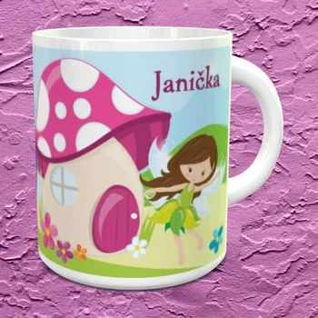 Hrnek se jménem Víly s domečkem - Žlutá / Keramický 0,29 l