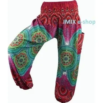 Dámské kalhoty Orientální Sultánské kalhoty s mandalou - více barev - Růžovo-červená