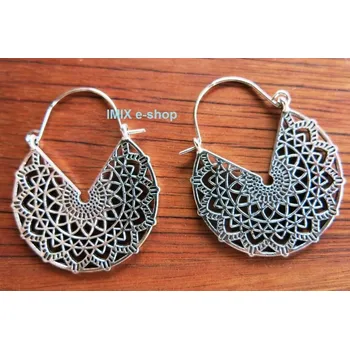 Náušnice Etno zdobené náušnice ORIENT č.03 - Stříbrná