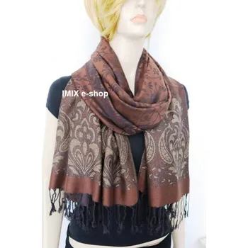 Šála Hřejivá šála s orientálním vzorem Tmavě hnědá