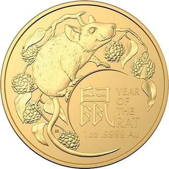 Zlatá mince Lunární série Year of the Rat (Rok krysy) 1 Oz 2020 (Lunar RAM)