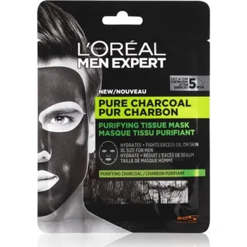 Pleťová maska L’Oréal Men Expert Pure Charcoal plátýnková maska 30 g