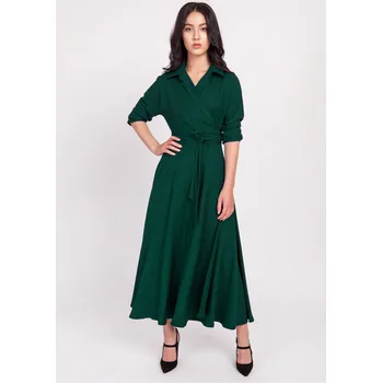 Dámské šaty Maxi obálkové šaty zdůrazňující pas SUK172 Barva: Zelená, Velikost: S
