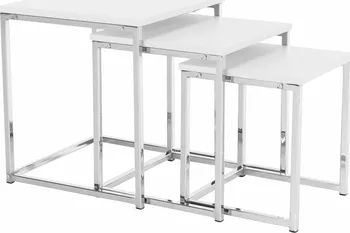 Konferenční stolek Tempo Kondela Magno 3 0000252412 3 ks chrom/bílý