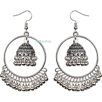 Náušnice Náušnice Orient kruhy s kloboučkem - Stříbrná