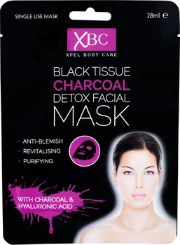 Pleťová maska Xpel Body Care Black Tissue Charcoal Detox Facial Mask plátýnková plěťová maska 28 ml