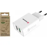 SWISSTEN Síťový adaptér 2x USB QC 3.0 + USB, 23 W, bílý (ECO BALENÍ)