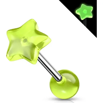 Piercing Svítící piercing do jazyku - hvězdička (zelená)