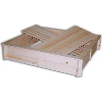 Pískoviště Biedrax Dřevěné pískoviště s lavičkami a krytem 185 x 185 x 30 cm