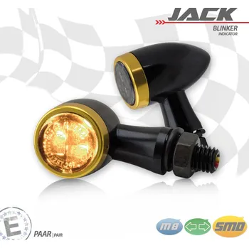Osvětlení pro motocykl Blinkr na motorku JACK černo-zlatý, pár