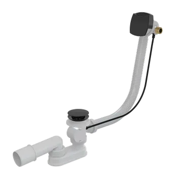 Sifon AlcaPLast Sifon vanový automat s napouštěním přepadem, délka 80 cm, černá-mat, A564BLACK-80