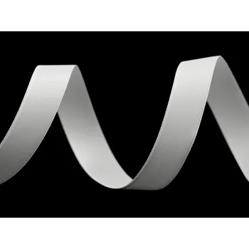 Atlasová hedvábná stuha oboulící šíře 15 mm matná, barva 101 bílá