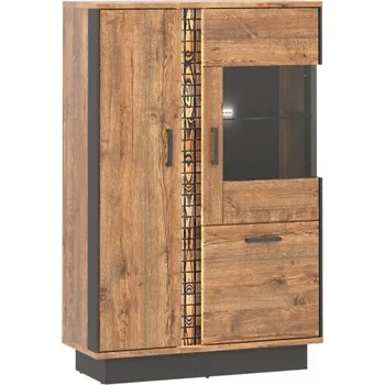 Zrcadlo Kredenc s osvětlením Klement - dub april/černý