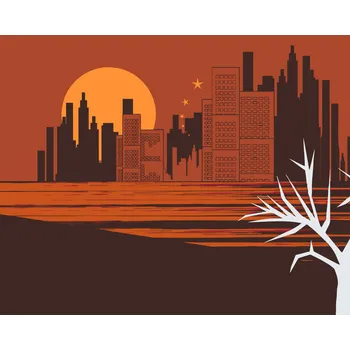 Malování podle čísel - Oranžové panorama Velikost: 40x50cm, Rámování: Pouze srolované plátno