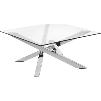 Konferenční stolek Skleněný konferenční stolek Kave Home Kamido 90 x 90 cm s kovovou podnoží