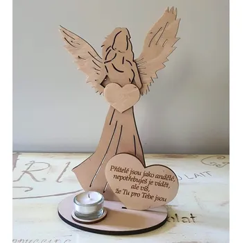Vánoční dekorace Svícen Anděl s citátem Přátelé jsou jako andělé - Hvězda