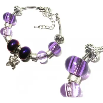 Korálek Náramek s korálky Voňavá FIALKA TOPBEADS 19-21 cm (+ ZDARMA dárková krabička)