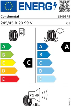 energetický štítek letní osobní pneumatiky Continental PremiumContact 6 245/45 R20 99 V FR