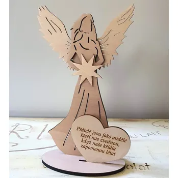 Vánoční dekorace Anděl s citátem Přátelé andělé - Hvězda