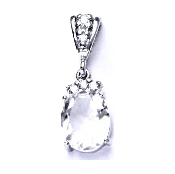 Přívěsek Stříbrný přívěsek,přírodní křišťál,čiré zirkony, přívěšek ze stříbra, P 1497/2