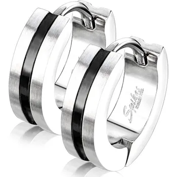 Náušnice Steel Edge Náušnice kroužky chirurgická ocel 3517 Barva: Černá