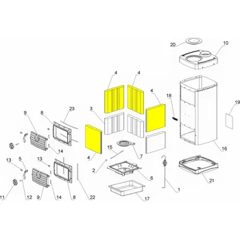 Krbová kamna Velká šamotová vyzdívka pro kamna NORDICA MINOR, JUNIOR (starší verze)