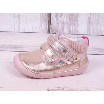 Dívčí polobotky D.D.step Celoroční boty obuv D.D. step kožené BAREFOOT S070-520C růžovozlaté velikost: 21