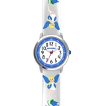 Továrna na čas Stříbrné třpytivé dívčí hodinky s modrými vílami CLOCKODILE FAIRIES CWG5083