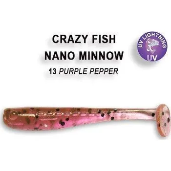 Umělá nástraha Gumová nástraha Crazy Fish Nano Minnow 4cm 13 Purple pepper (8ks)