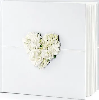 Party dekorace PartyDeco Svatební kniha s květinovým srdíčkem bílá