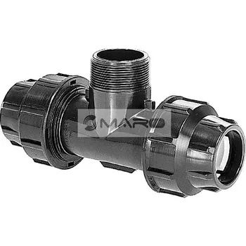 Instalatérský materiál Plas-fit T-kus svěrný plastový s vnějším závitem na PE trubky 40 mm x 5/4", 15040T0104