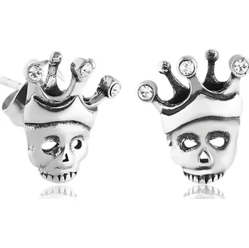 Náušnice Steel Edge Ocelové pecky do uší 003CR-Lebky