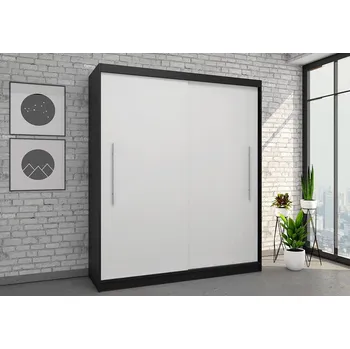 Dětská skříň Moderní šatní skříň Rico 1 - černá / bílá - 204 cm
