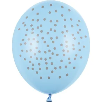 Balónek tečky, 30cm, pastelová, modrá, 6ks