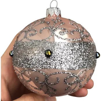 Vánoční dekorace Irisa Skleněná vánoční koule Ráchel růžový mráz