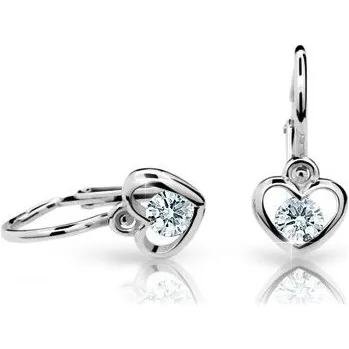 Náušnice CUTIE Bílé zlato dětské náušnice srdíčka