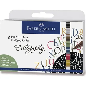 Faber-Castell Umělecký popisovač Pitt Artist Pen C kaligrafické, sada 8 ks - barevné