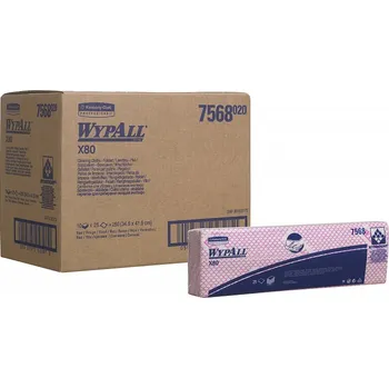 Utěrka KIMBERLY-CLARK WYPALL X80 Čisticí utěrky, skládané, červená, 10bal x 25 utěrek 7568