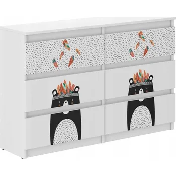 Dětská skříň Dětská komoda s velkým medvědem 77x30x120 cm