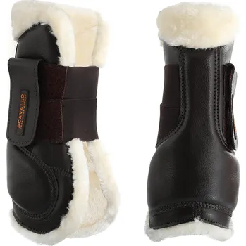 Koňské kamaše ACAVALLO Kamaše přední Eco-leather Eco-wool ACAVALLO, s beránkem, pár, hnědé FULL