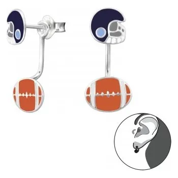 Náušnice Stříbrné náušnice americký fotbal - A4S28142 (Stříbrné náušnice míče na puzetu)