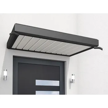 Stříška nad vchodové dveře Vchodová stříška trapéz a hliník 200x90 - černá (Vchodová stříška nad dveře z trapézové výplně v AL rámu)