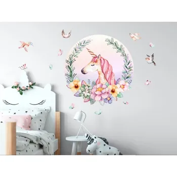 Samolepící dekorace Ppohádková nálepka na zeď fantasy jednorožec