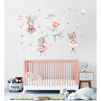 Samolepící dekorace Samolepka na zeď roztomilé baletky L 100 x 76 cm