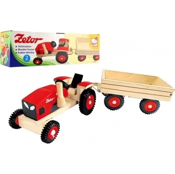 Dřevěná hračka BINO Zetor s vlekem 36 cm