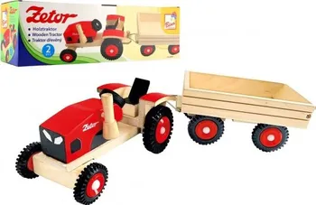 Dřevěná hračka BINO Zetor s vlekem 36 cm