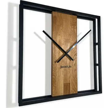 Hodiny Designové nástěnné hodiny v kombinaci dřeva a kovu 50 cm