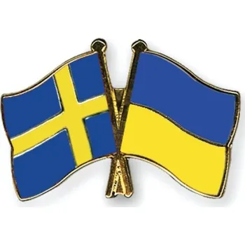 Odznak (pins) 22mm vlajka Švédsko+Ukrajina - barevný