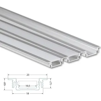 Stavební profil McLED ML-761.099.02.1 Vestavný hliníkový profil VB, 23x7mm, vč. matného difuzoru, 1m