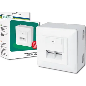 Elektrická zásuvka DANAPO Digitus modulární dvojzásuvka CAT6, stíněná, na omítku, LSA, bílá